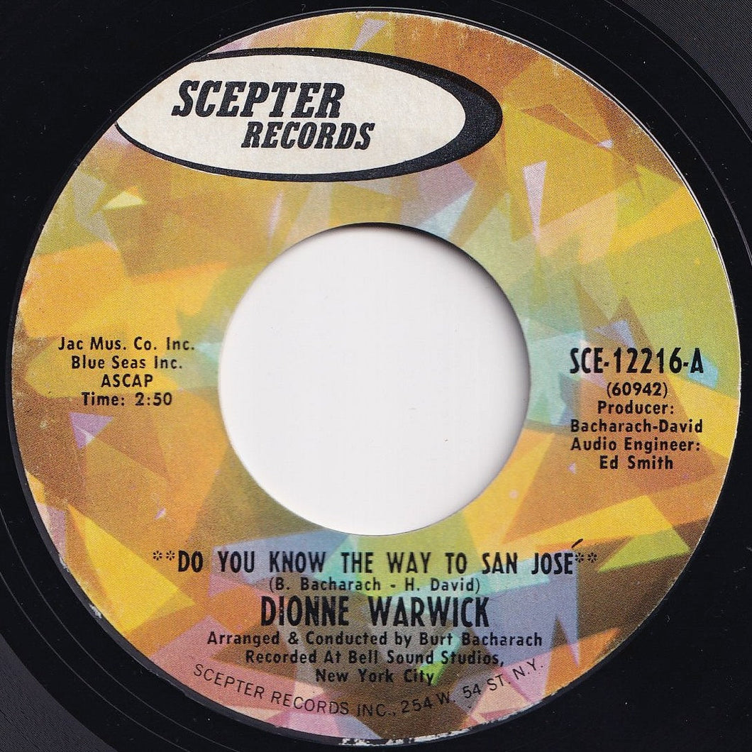 Dionne Warwick - Do You Know The Way To San Jose / Let Me Be Lonely (7 inch Record / Used)