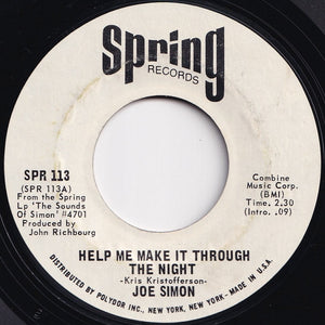 Joe Simon - Help Me Make It Through The Night / To Lay Down Beside You (7 inch Record / Used)