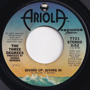 Three Degrees - Giving Up, Giving In / Woman In Love (7 inch Record / Used)