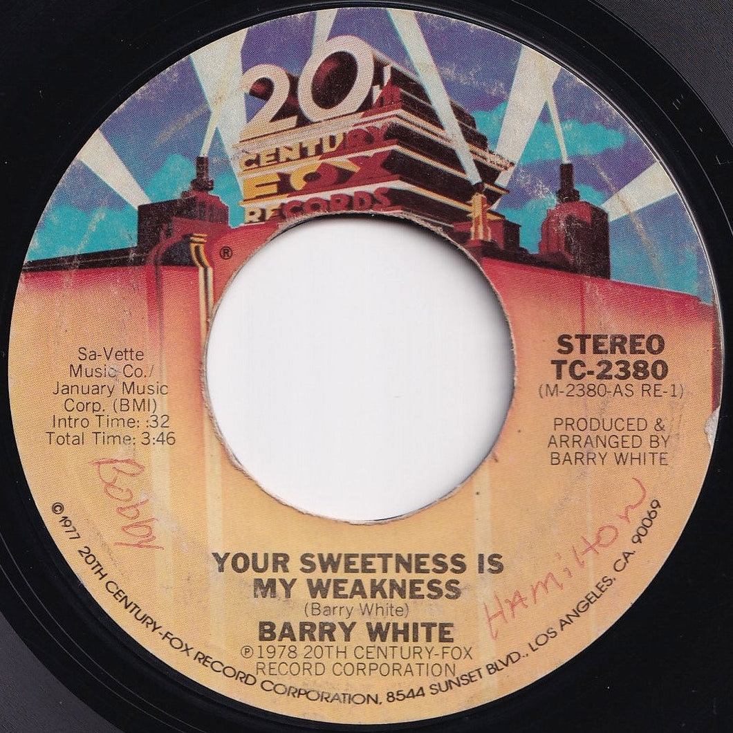 Barry White - Your Sweetness Is My Weakness / It's Only Love Doing Its Thing (7 inch Record / Used)