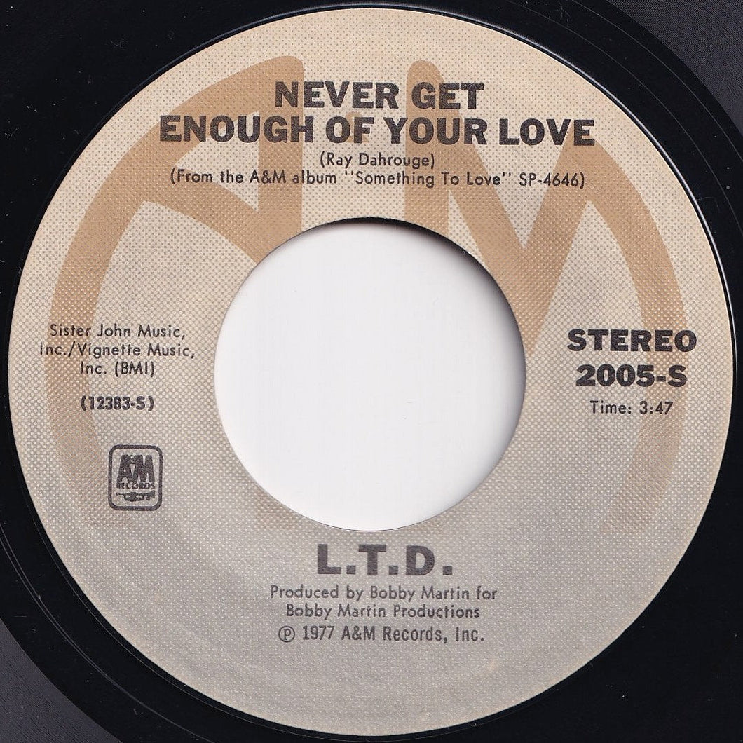 L.T.D. - Never Get Enough Of Your Love / Make Someone Smile, Today! (7 inch Record / Used)