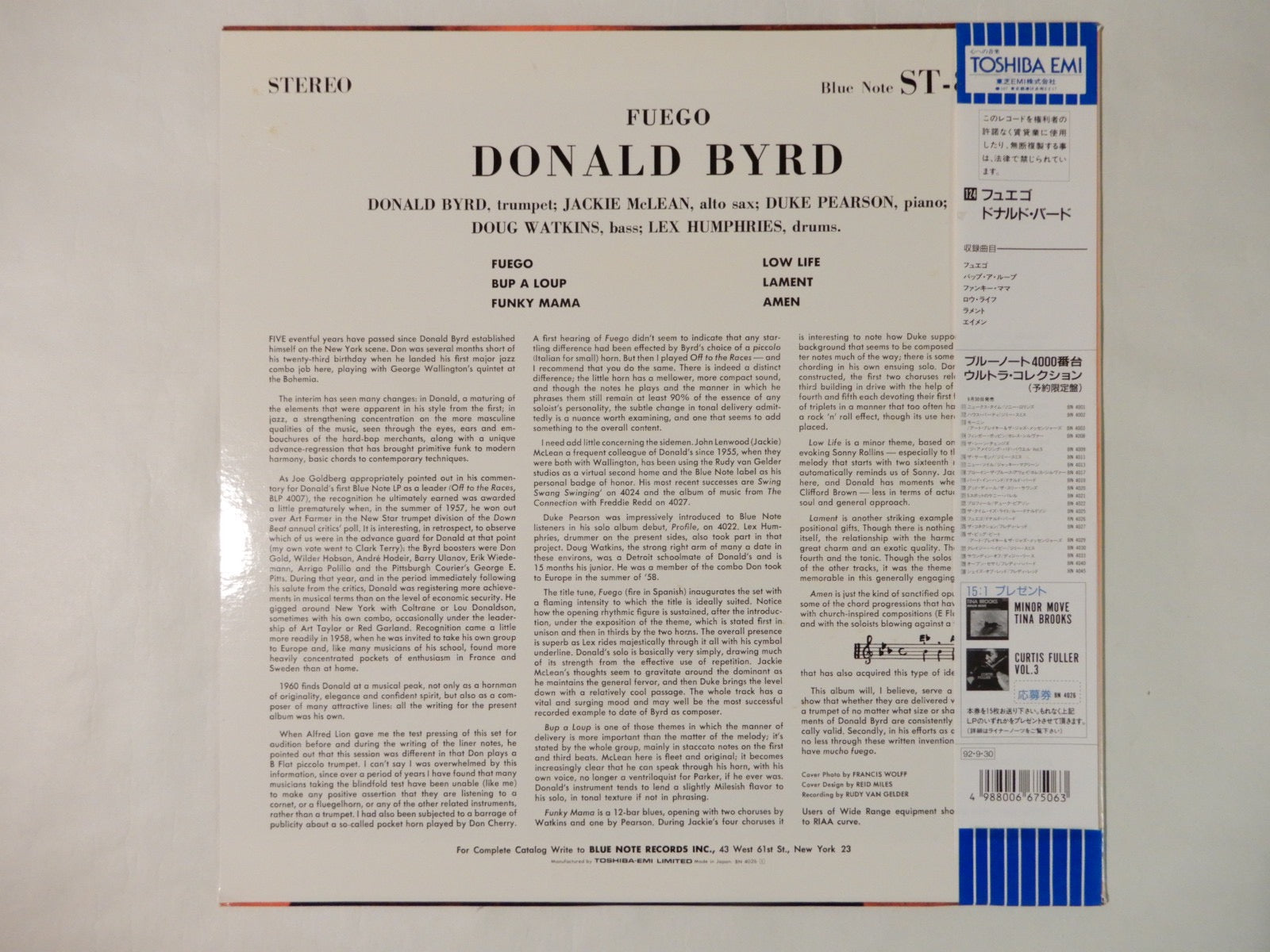 Donald Byrd Fuego Blue Note BN 4026 – Solidity Records