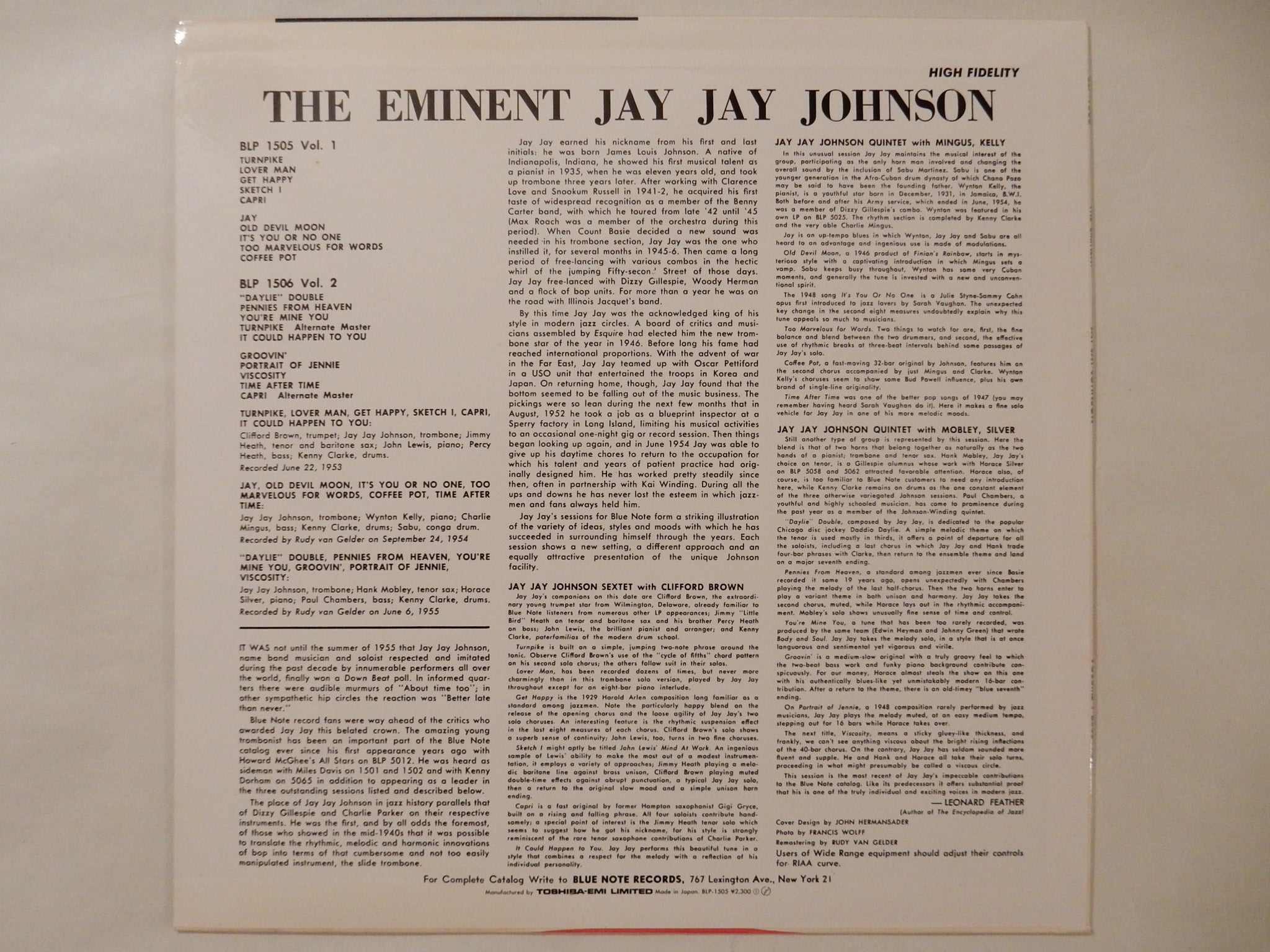 J.J. Johnson - The Eminent Jay Jay Johnson Volume 1 (LP-Vinyl